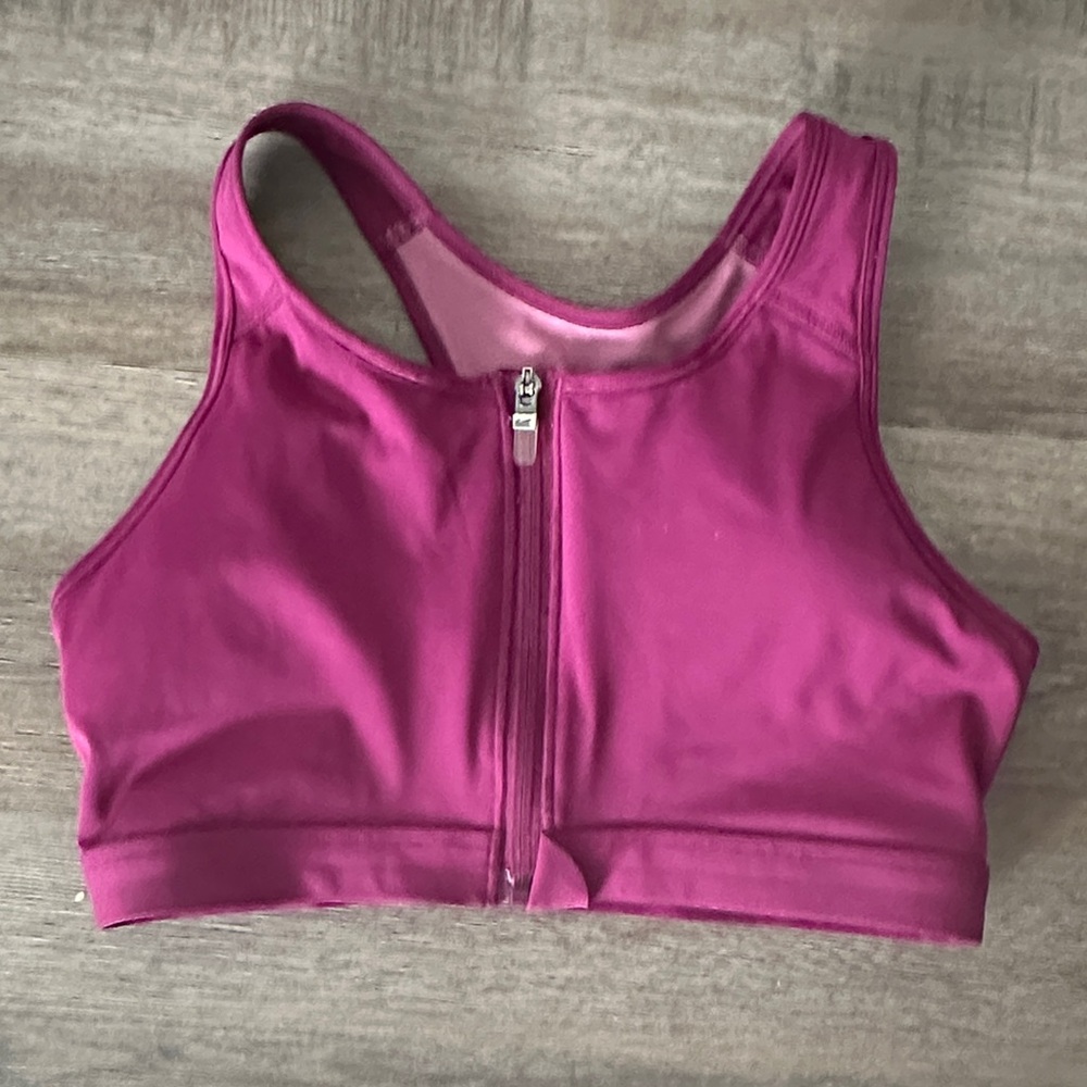 Nike Pink Front-Zip Sports Bra